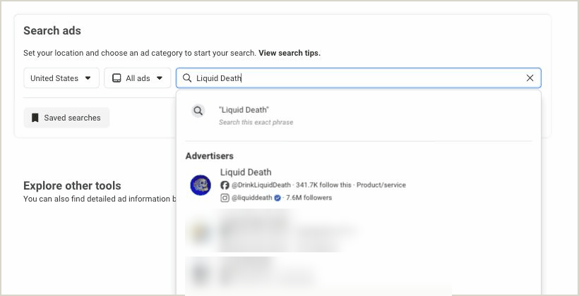 The Advertisers list under the search box